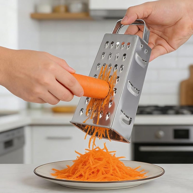 GALPADA 8 Inch Stainless Steel Four Sided Grater Vegetable Slicer Cheese Shredder Manual Kitchen Cutter - Image 2